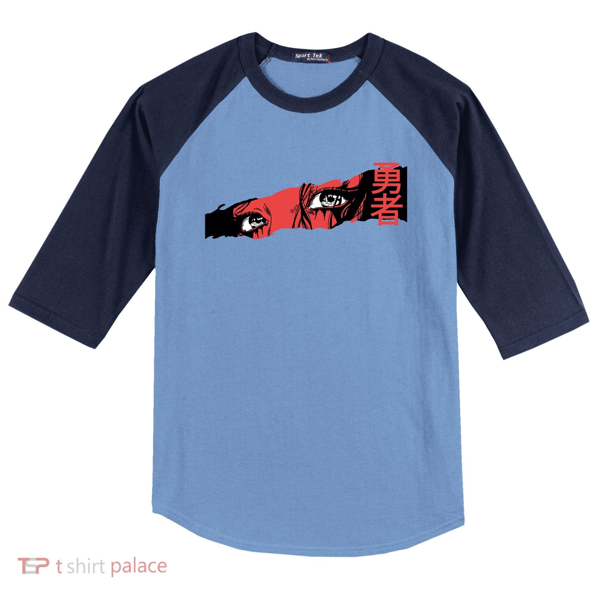 Cool Anime Style Eyes Raglan Baseball Sleeve Shirt