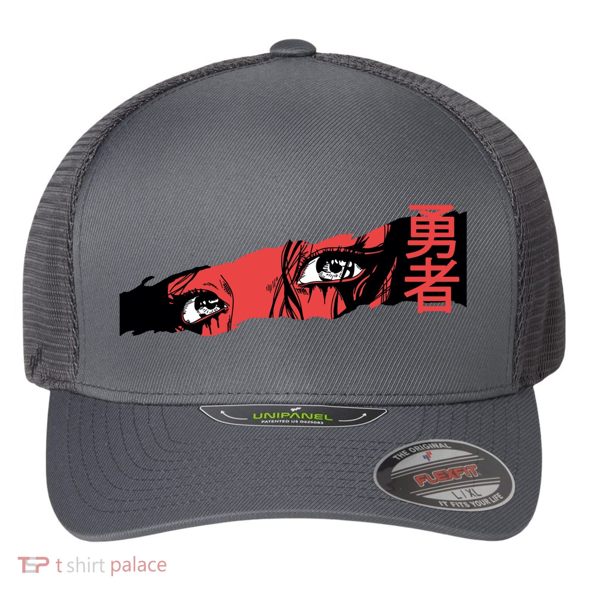 Cool Anime Style Eyes Flexfit Unipanel Trucker Cap