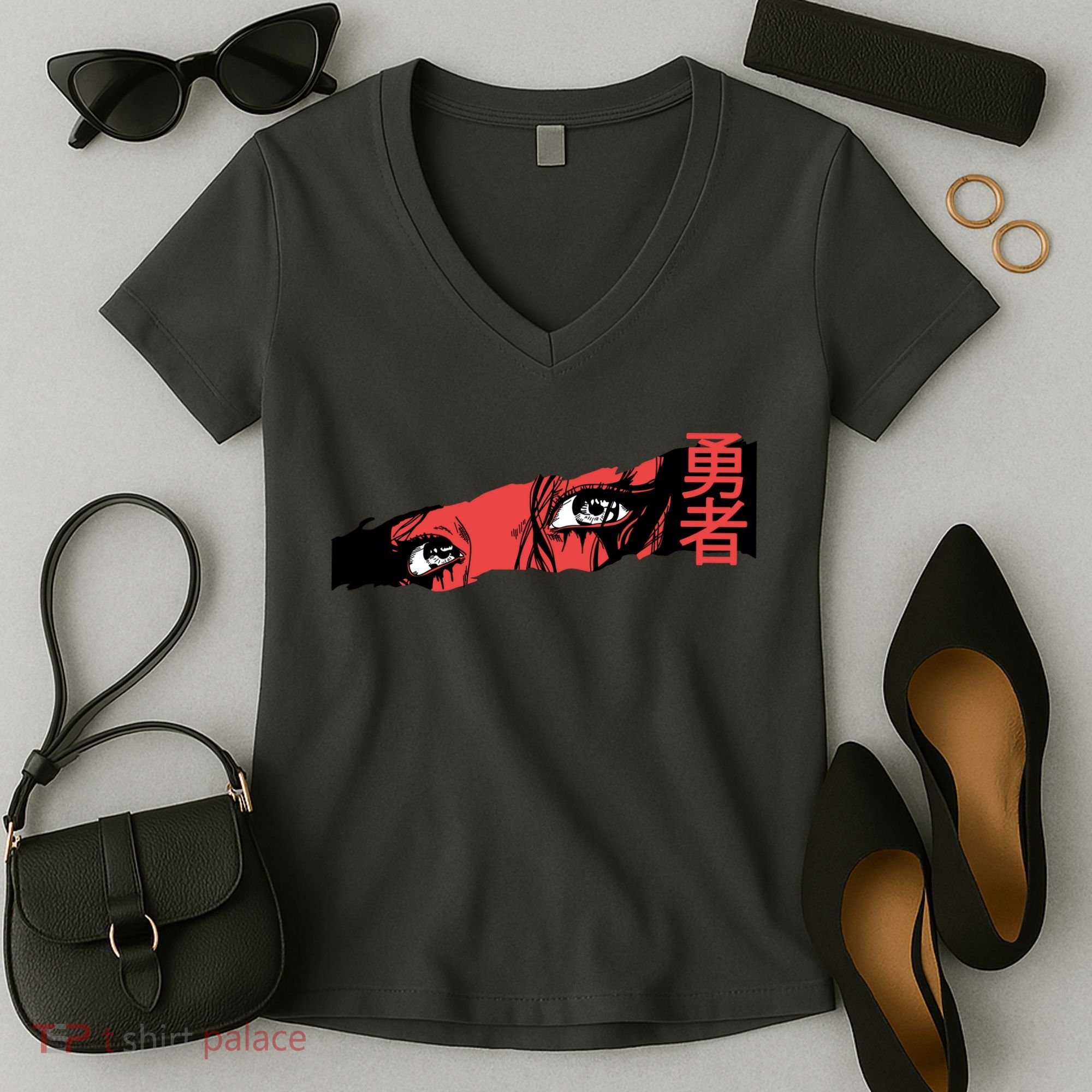 Cool Anime Style Eyes Women's V-Neck T-Shirt