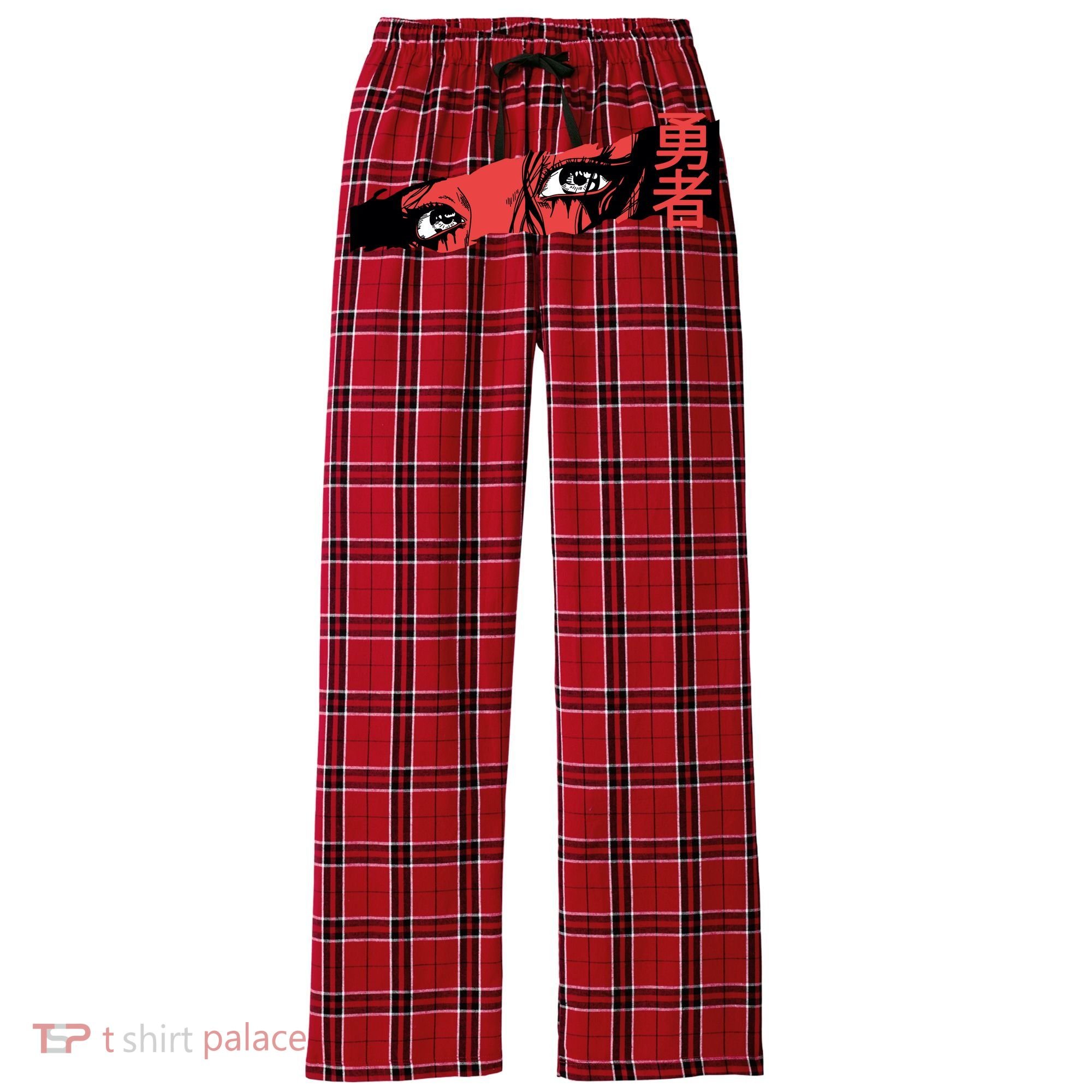 Cool Anime Style Eyes Women's Flannel Plaid Pajama Pants