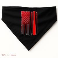 Cool Baseball Bat American Flag USA USA-Made Doggie Bandana thumb 0