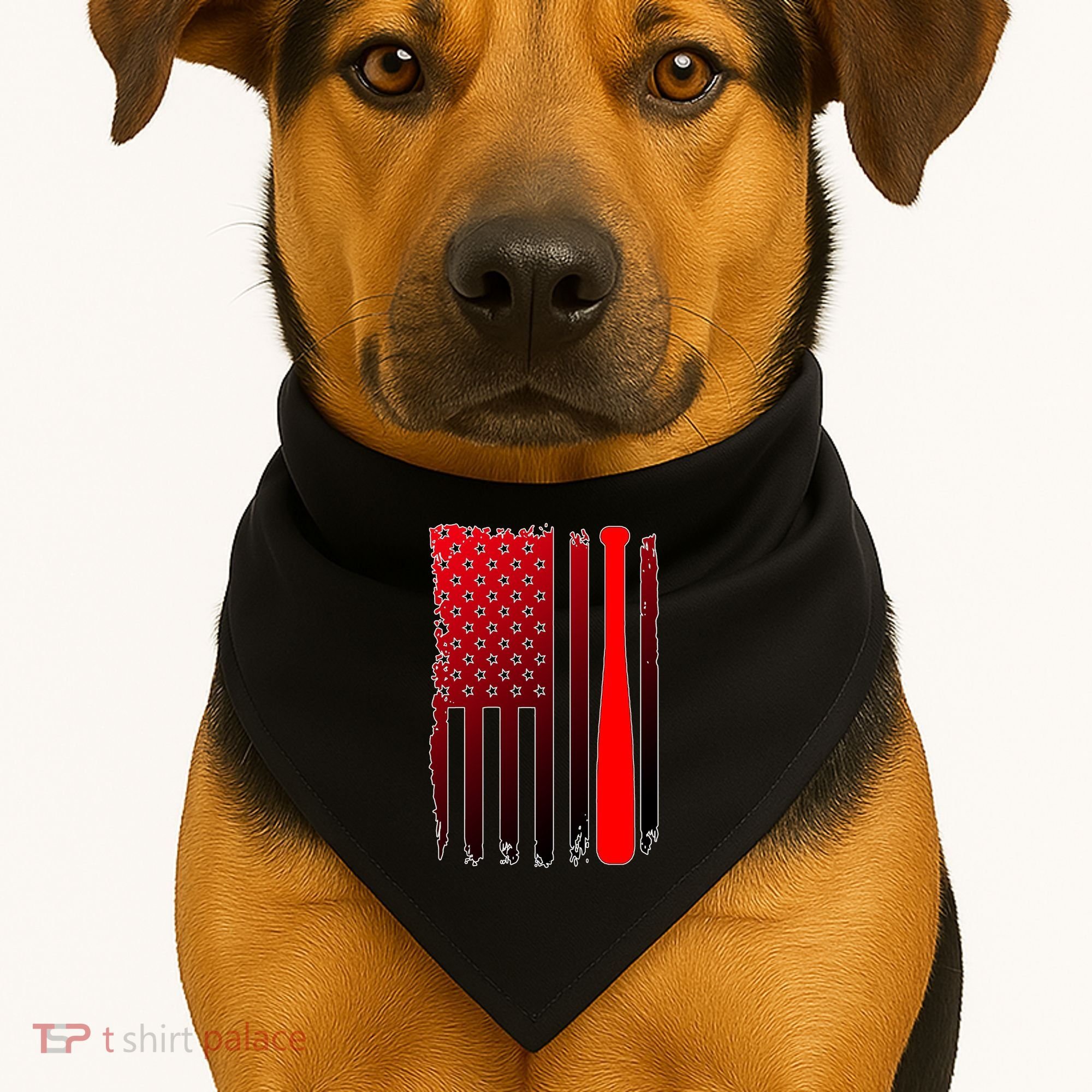 Cool Baseball Bat American Flag USA USA-Made Doggie Bandana