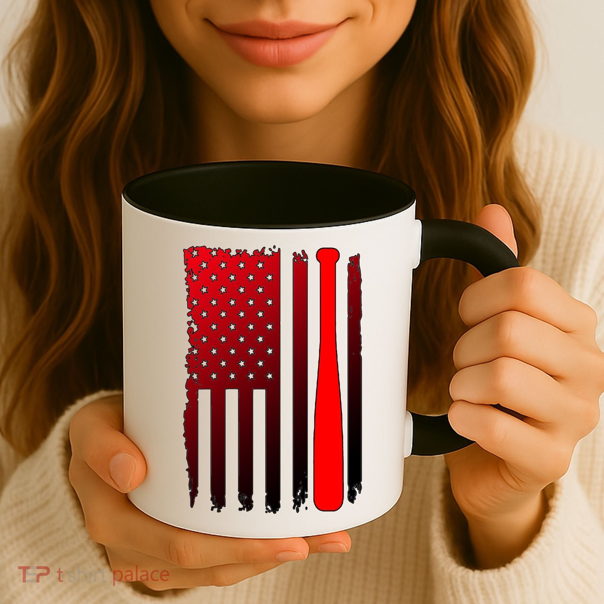 Cool Baseball Bat American Flag USA Coffee Mug