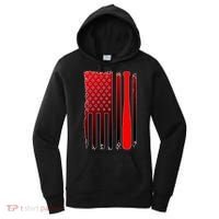 Cool Baseball Bat American Flag USA Women's Hoodie thumb 0