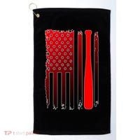 Cool Baseball Bat American Flag USA Golf Towel thumb 0
