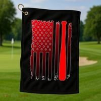 Cool Baseball Bat American Flag USA Golf Towel thumb 1