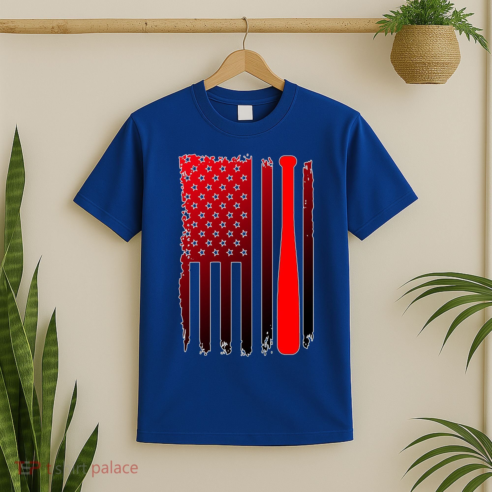 Cool Baseball Bat American Flag USA T-Shirt