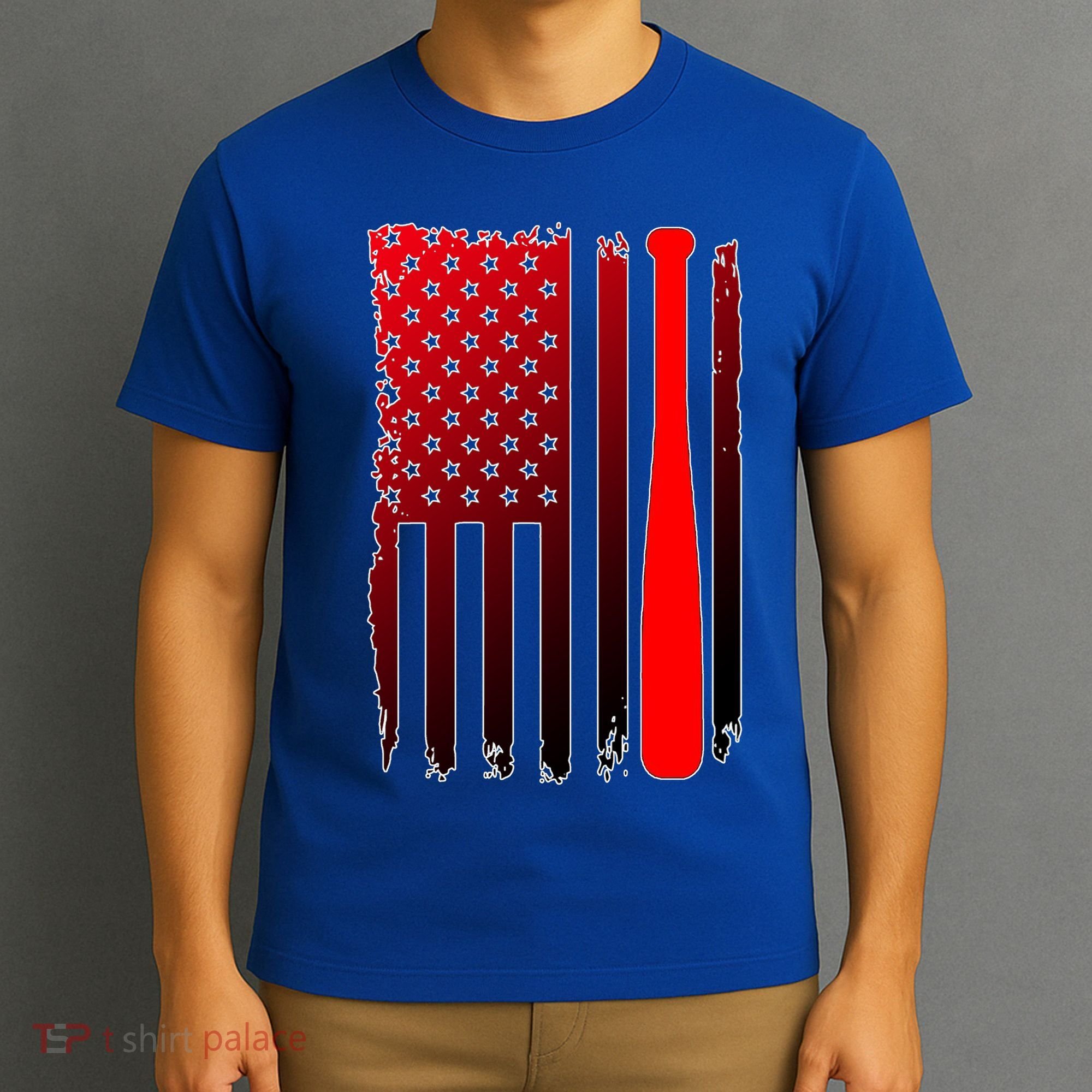 Cool Baseball Bat American Flag USA T-Shirt