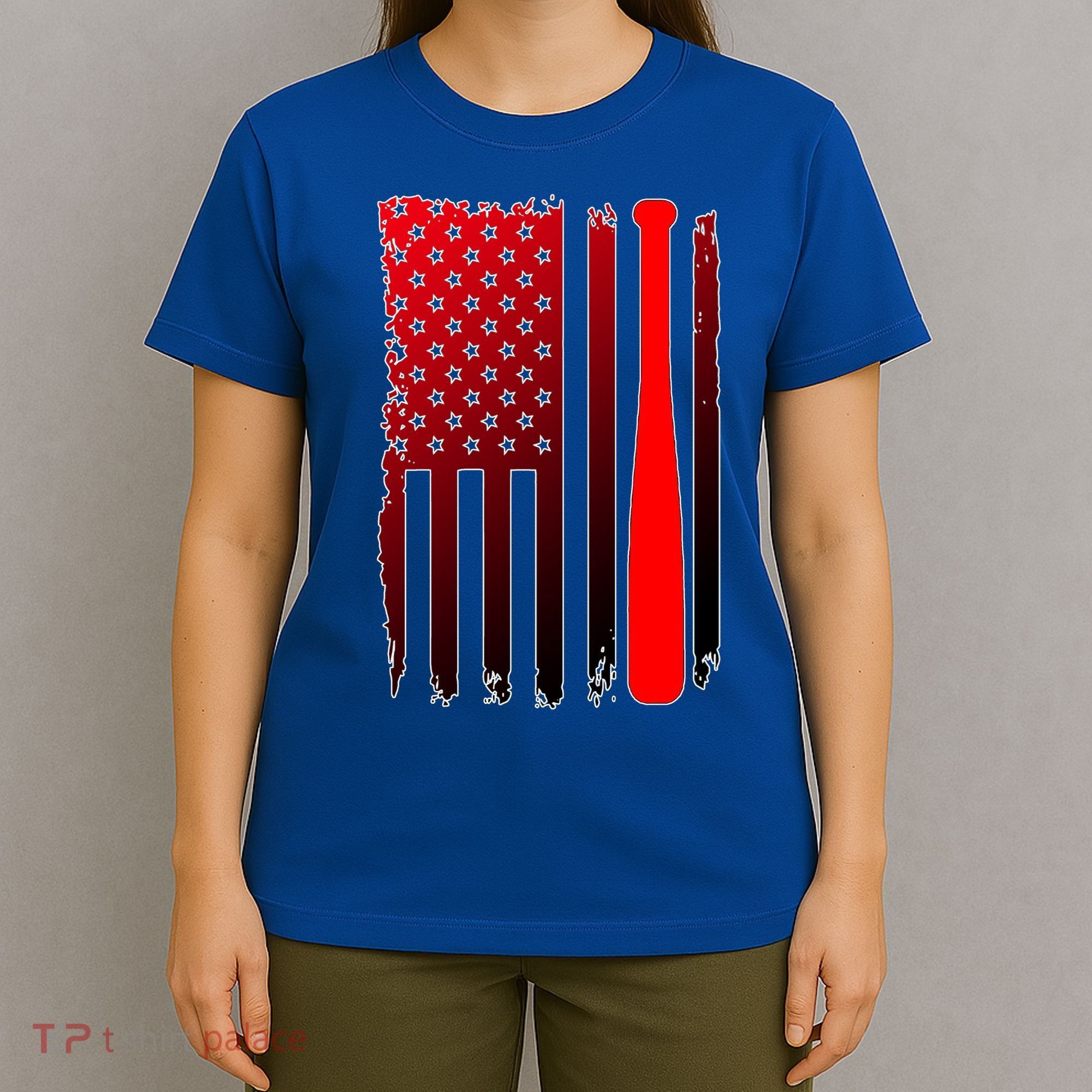 Cool Baseball Bat American Flag USA T-Shirt
