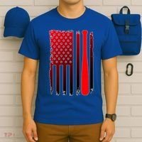 Cool Baseball Bat American Flag USA T-Shirt thumb 6