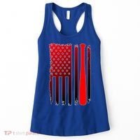 Cool Baseball Bat American Flag USA Women's Tank Top thumb 0
