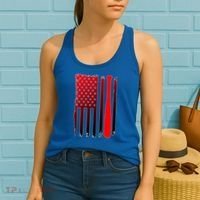 Cool Baseball Bat American Flag USA Women's Tank Top thumb 2