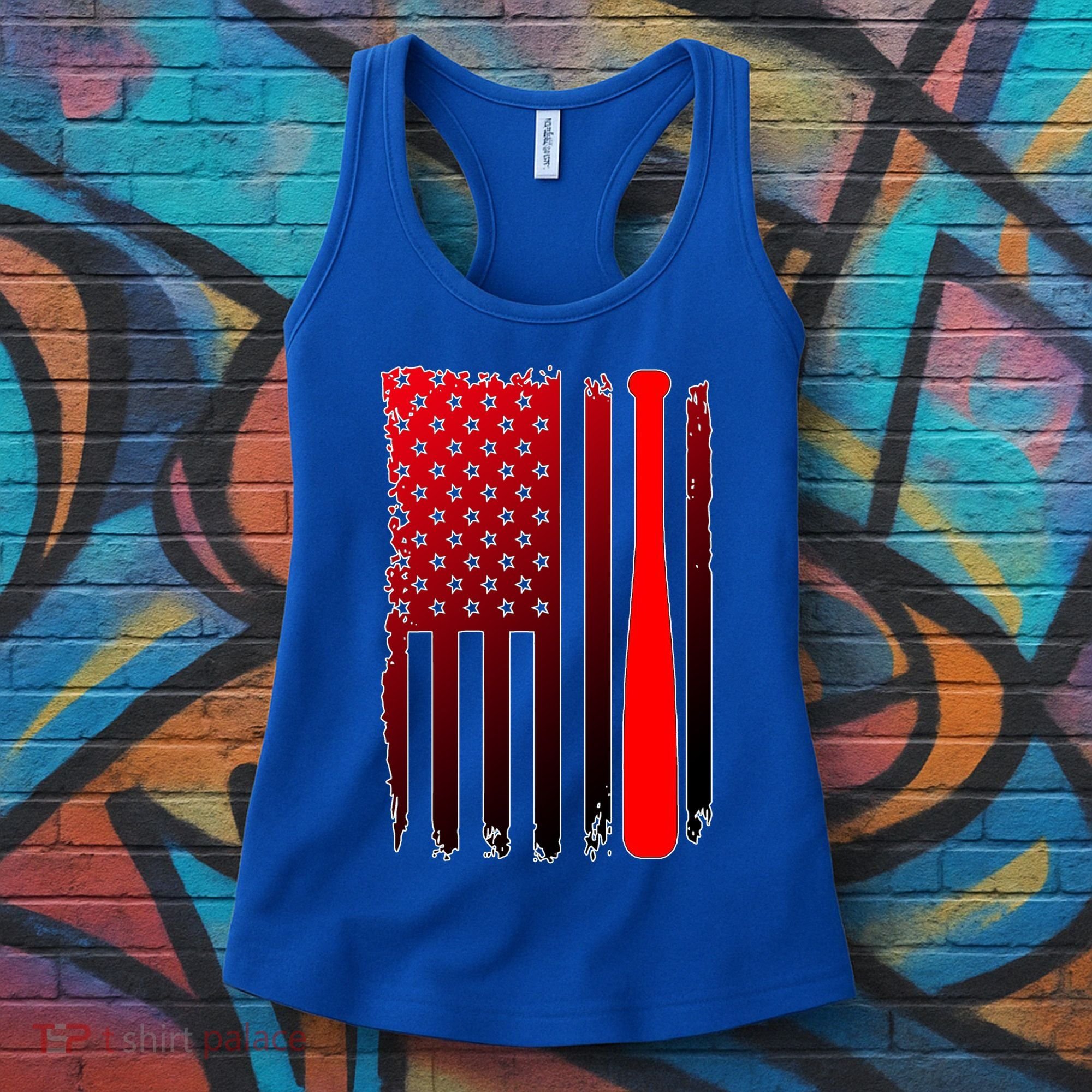 Cool Baseball Bat American Flag USA Women's Tank Top