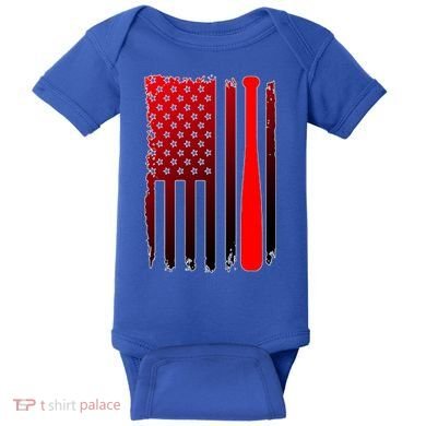 Cool Baseball Bat American Flag USA Baby Bodysuit