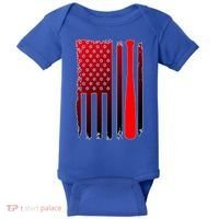 Cool Baseball Bat American Flag USA Baby Bodysuit thumb 0