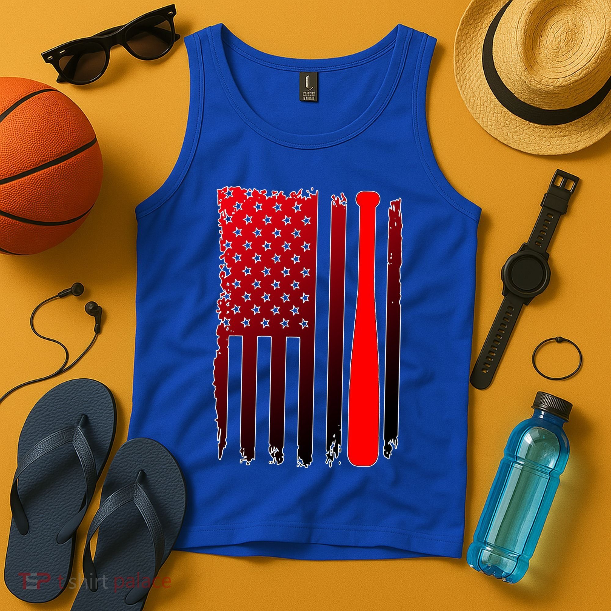 Cool Baseball Bat American Flag USA Tank Top