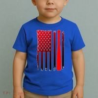 Cool Baseball Bat American Flag USA Toddler T-Shirt thumb 2