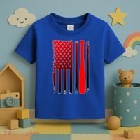 Cool Baseball Bat American Flag USA Toddler T-Shirt thumb 3