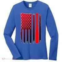 Cool Baseball Bat American Flag USA Women's Long Sleeve Shirt thumb 0