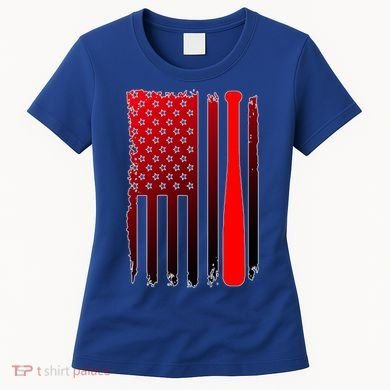 Cool Baseball Bat American Flag USA Women's T-Shirt