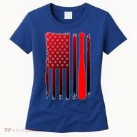 Cool Baseball Bat American Flag USA Women's T-Shirt thumb 0