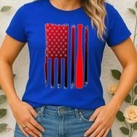 Cool Baseball Bat American Flag USA Women's T-Shirt thumb 2