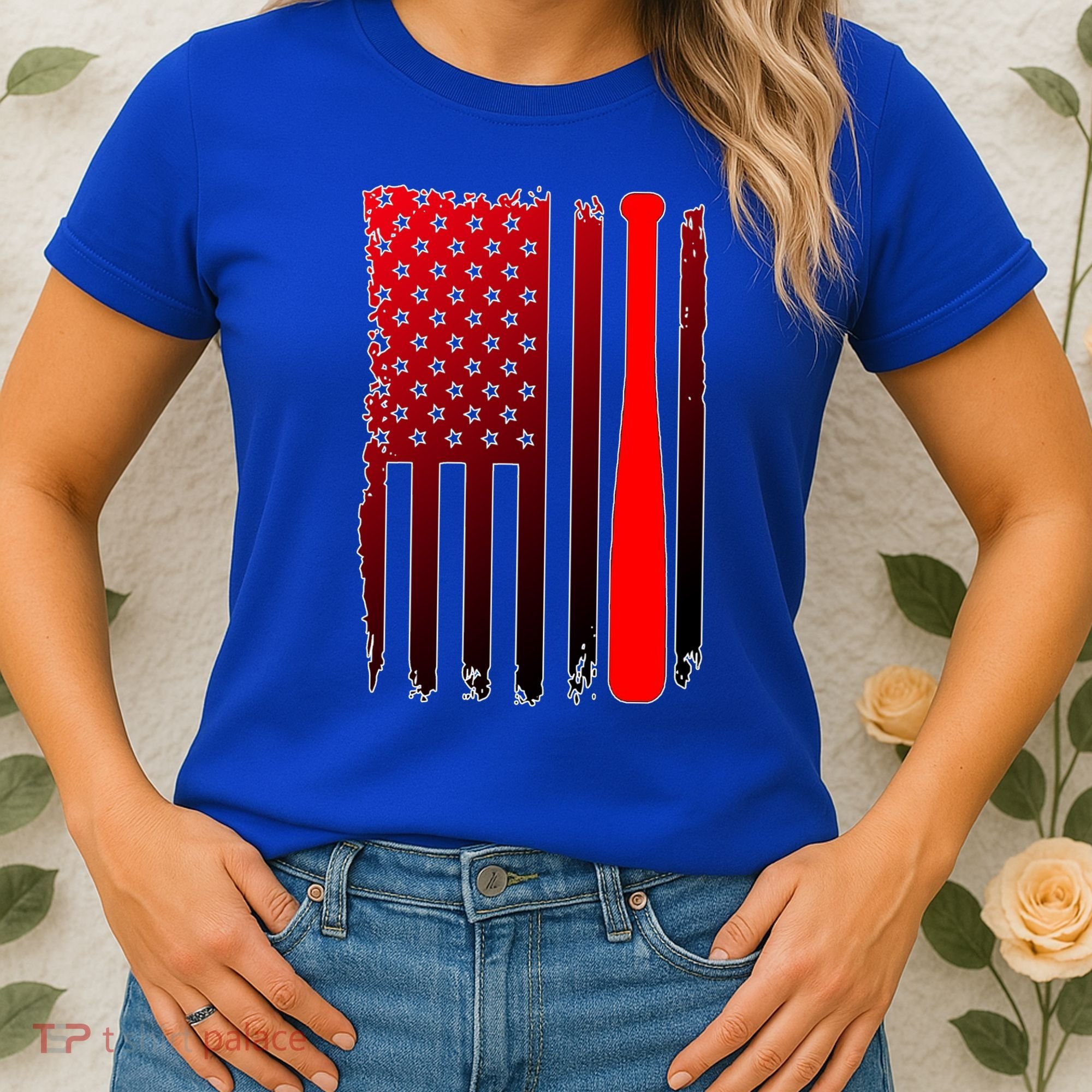 Cool Baseball Bat American Flag USA Women's T-Shirt