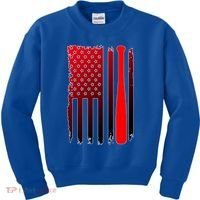 Cool Baseball Bat American Flag USA Kids Sweatshirt thumb 0