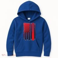 Cool Baseball Bat American Flag USA Kids Hoodie thumb 0