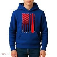 Cool Baseball Bat American Flag USA Kids Hoodie thumb 4