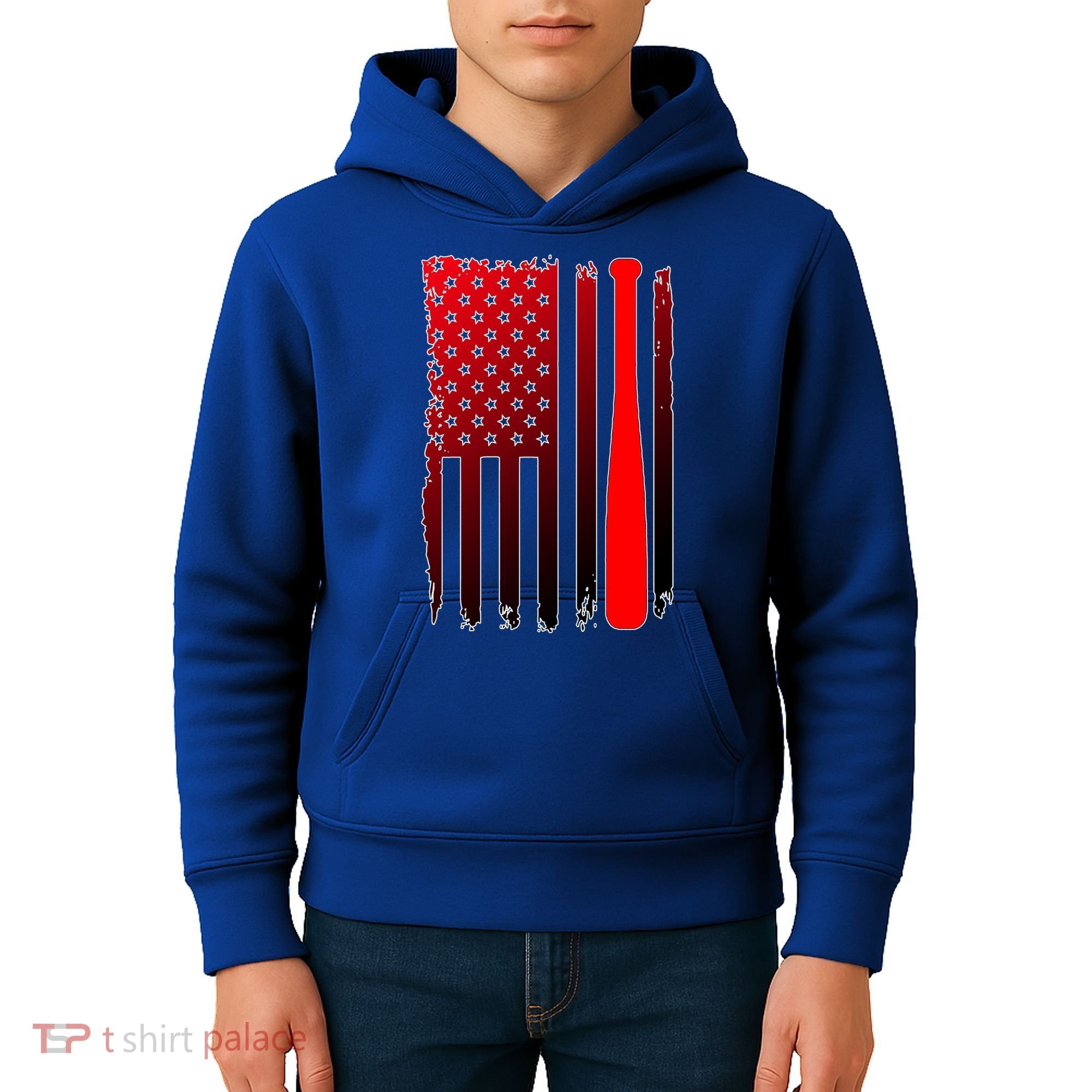 Cool Baseball Bat American Flag USA Kids Hoodie