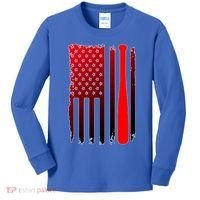 Cool Baseball Bat American Flag USA Kids Long Sleeve Shirt thumb 0