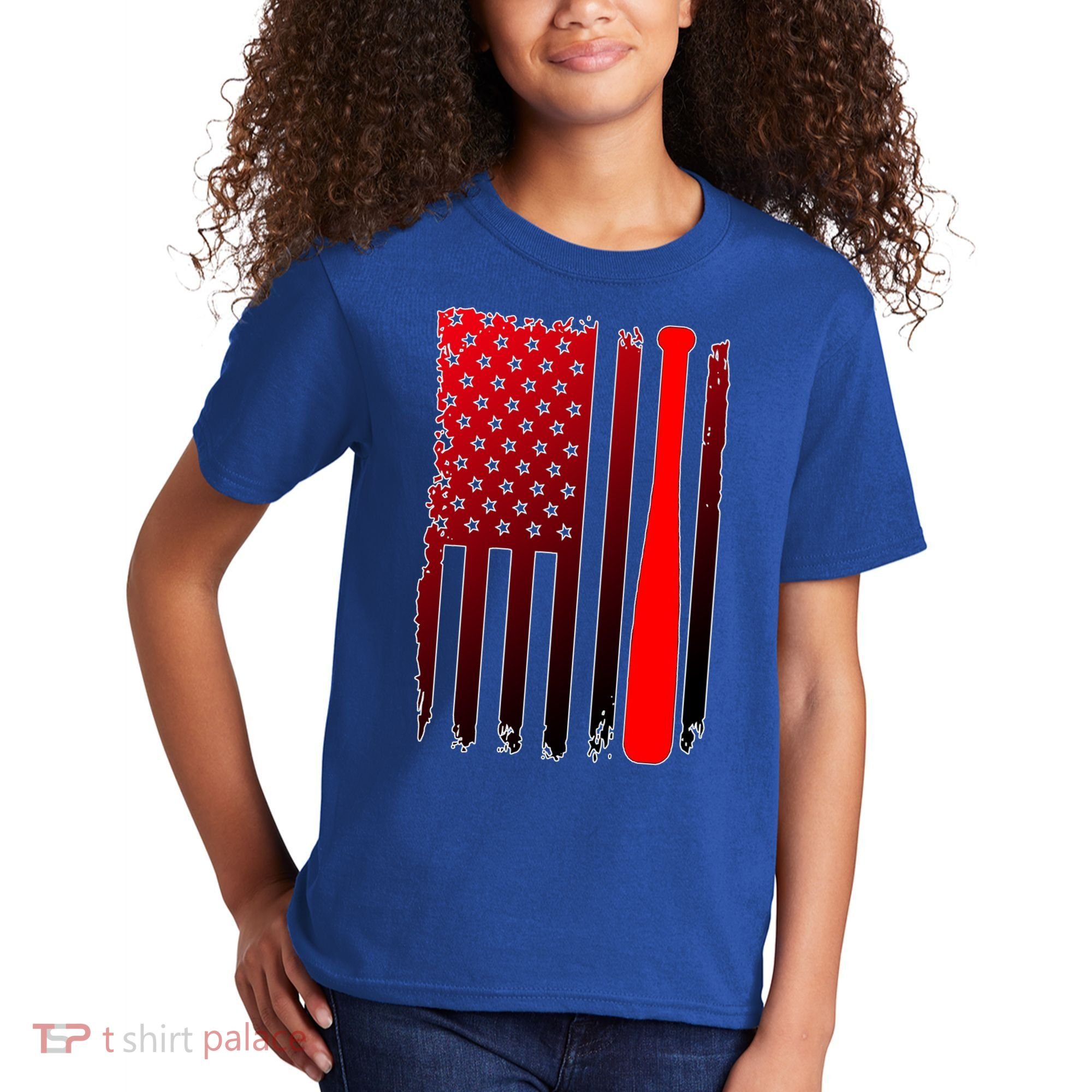 Cool Baseball Bat American Flag USA Kids T-Shirt