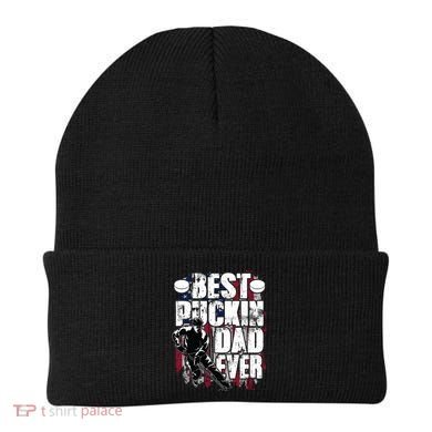 Cool Best Puckin Dad Ever Hockey Dad Beanie