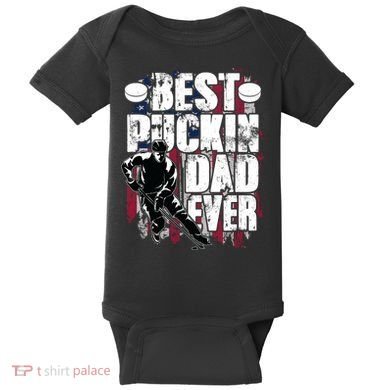 Cool Best Puckin Dad Ever Hockey Dad Baby Bodysuit