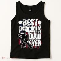 Cool Best Puckin Dad Ever Hockey Dad Tank Top thumb 2