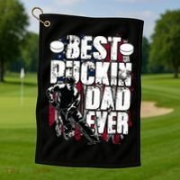 Cool Best Puckin Dad Ever Hockey Dad Golf Towel thumb 1