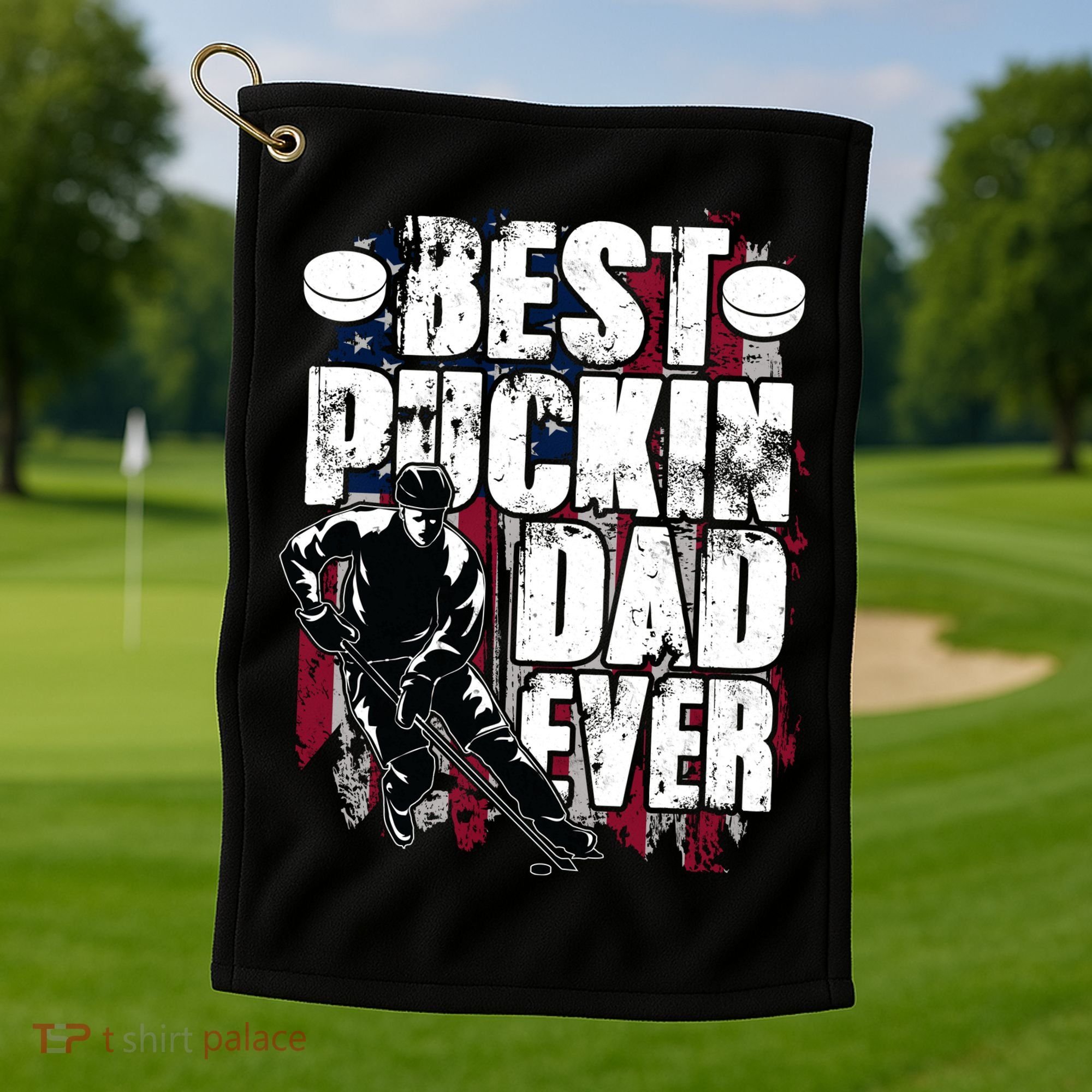 Cool Best Puckin Dad Ever Hockey Dad Golf Towel