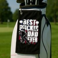 Cool Best Puckin Dad Ever Hockey Dad Golf Towel thumb 2