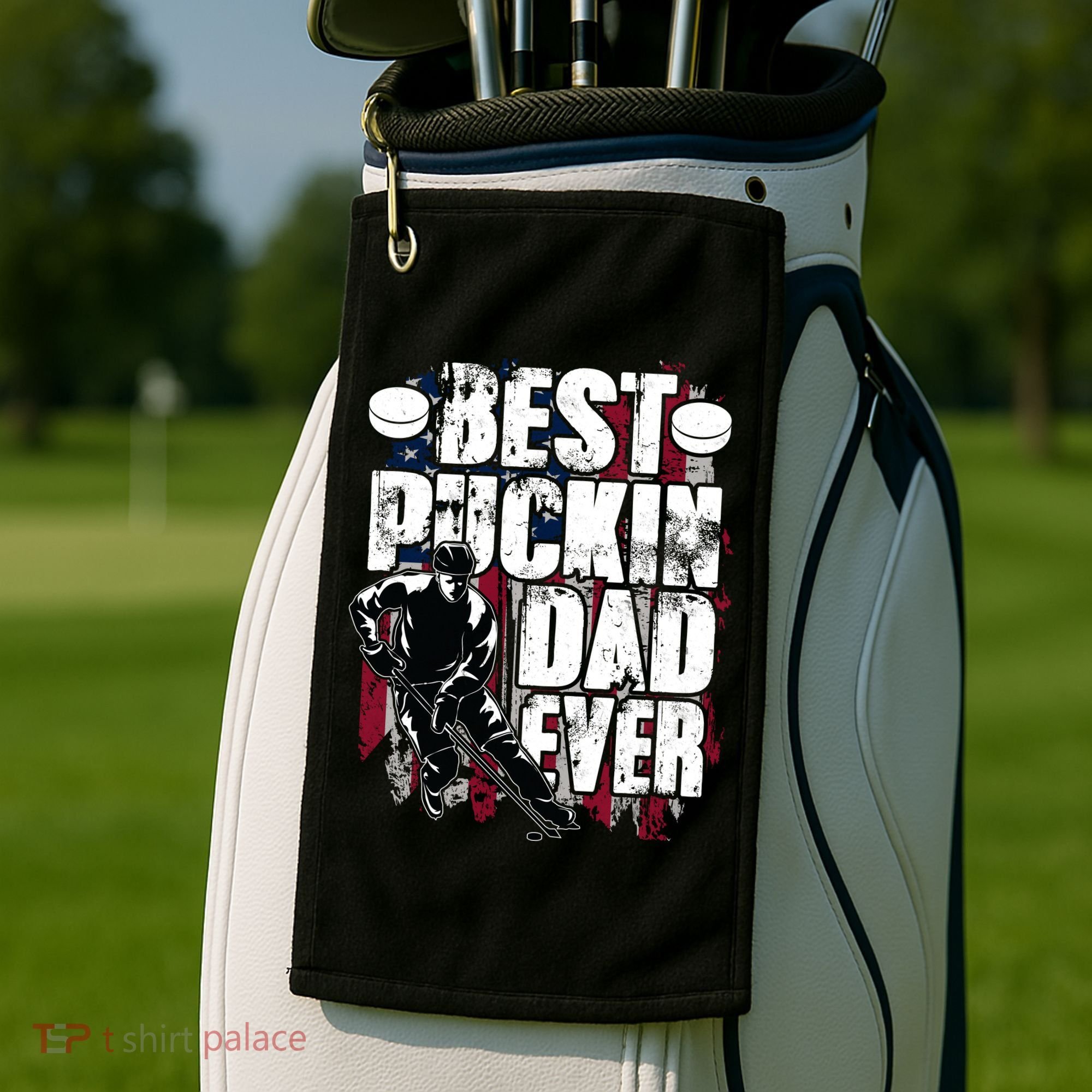 Cool Best Puckin Dad Ever Hockey Dad Golf Towel