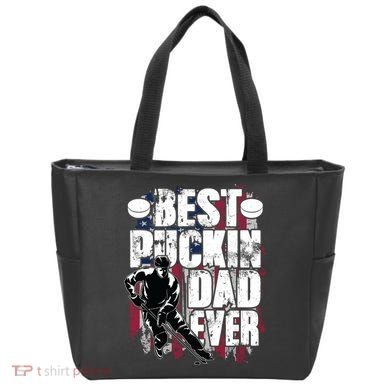 Cool Best Puckin Dad Ever Hockey Dad Tote Bag
