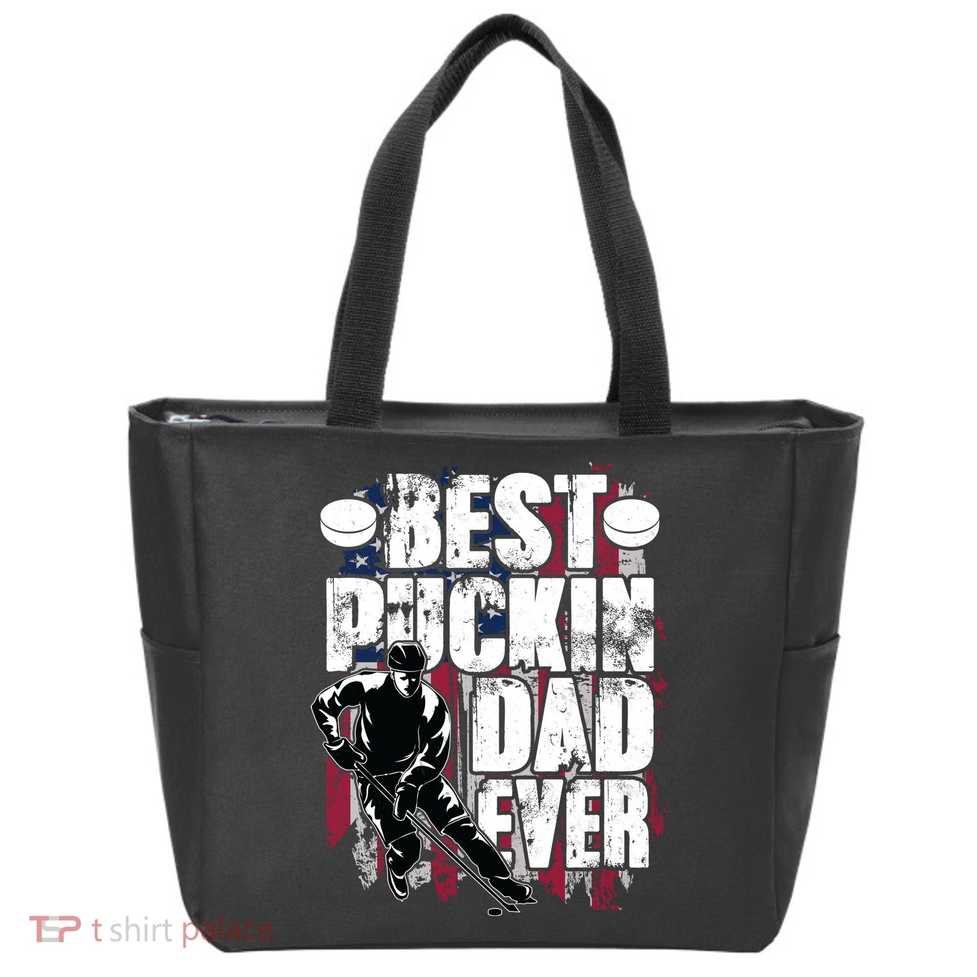 Cool Best Puckin Dad Ever Hockey Dad Tote Bag