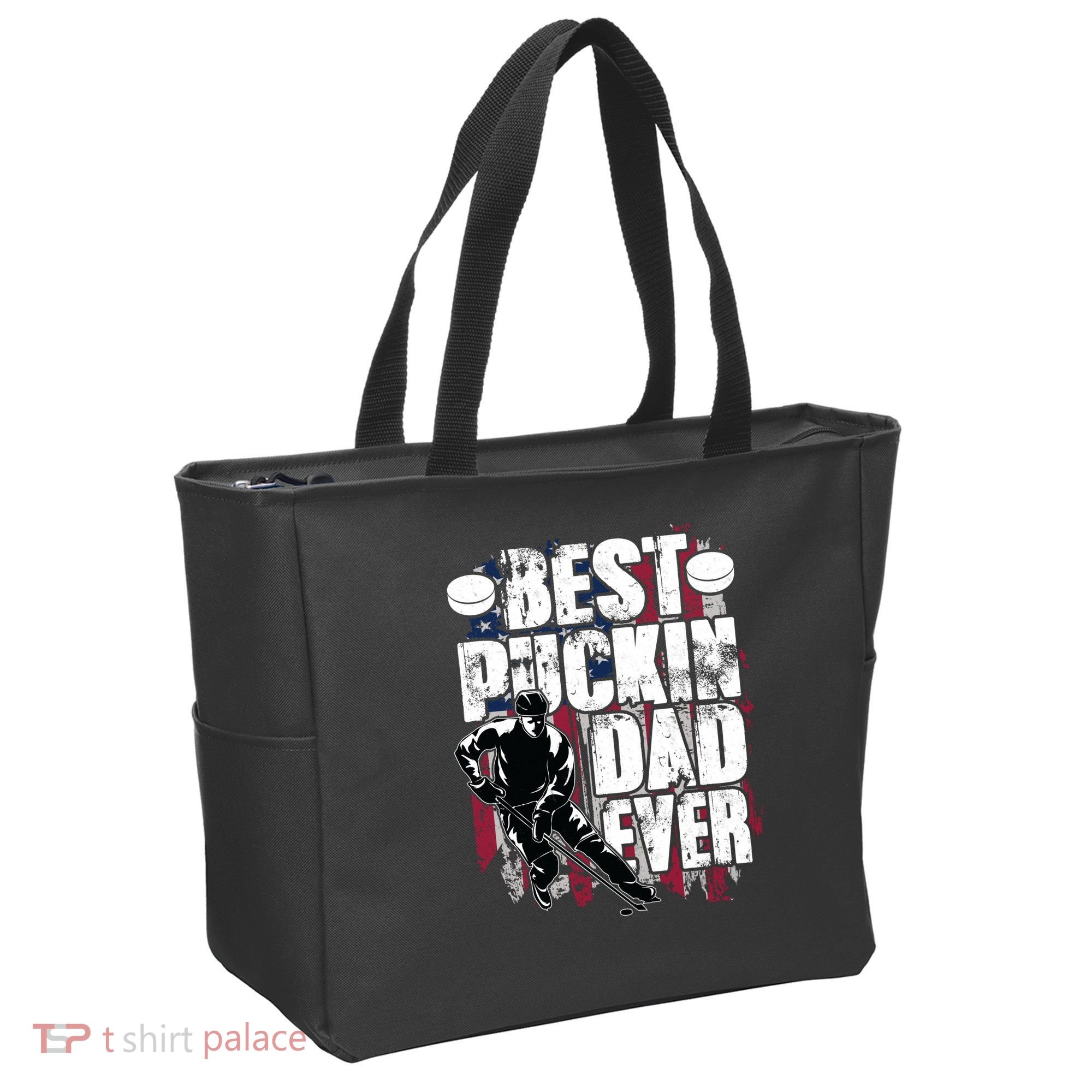 Cool Best Puckin Dad Ever Hockey Dad Tote Bag