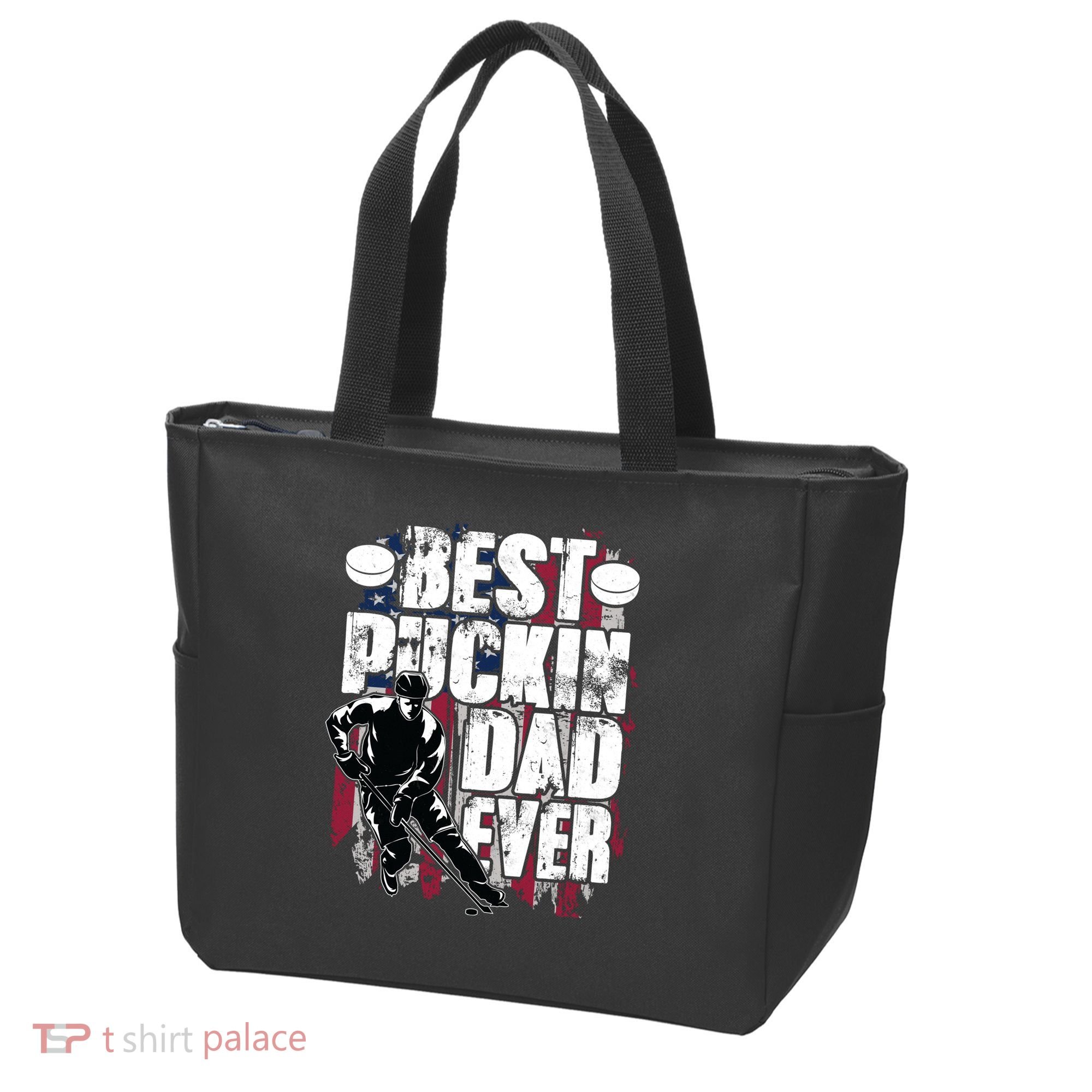 Cool Best Puckin Dad Ever Hockey Dad Tote Bag
