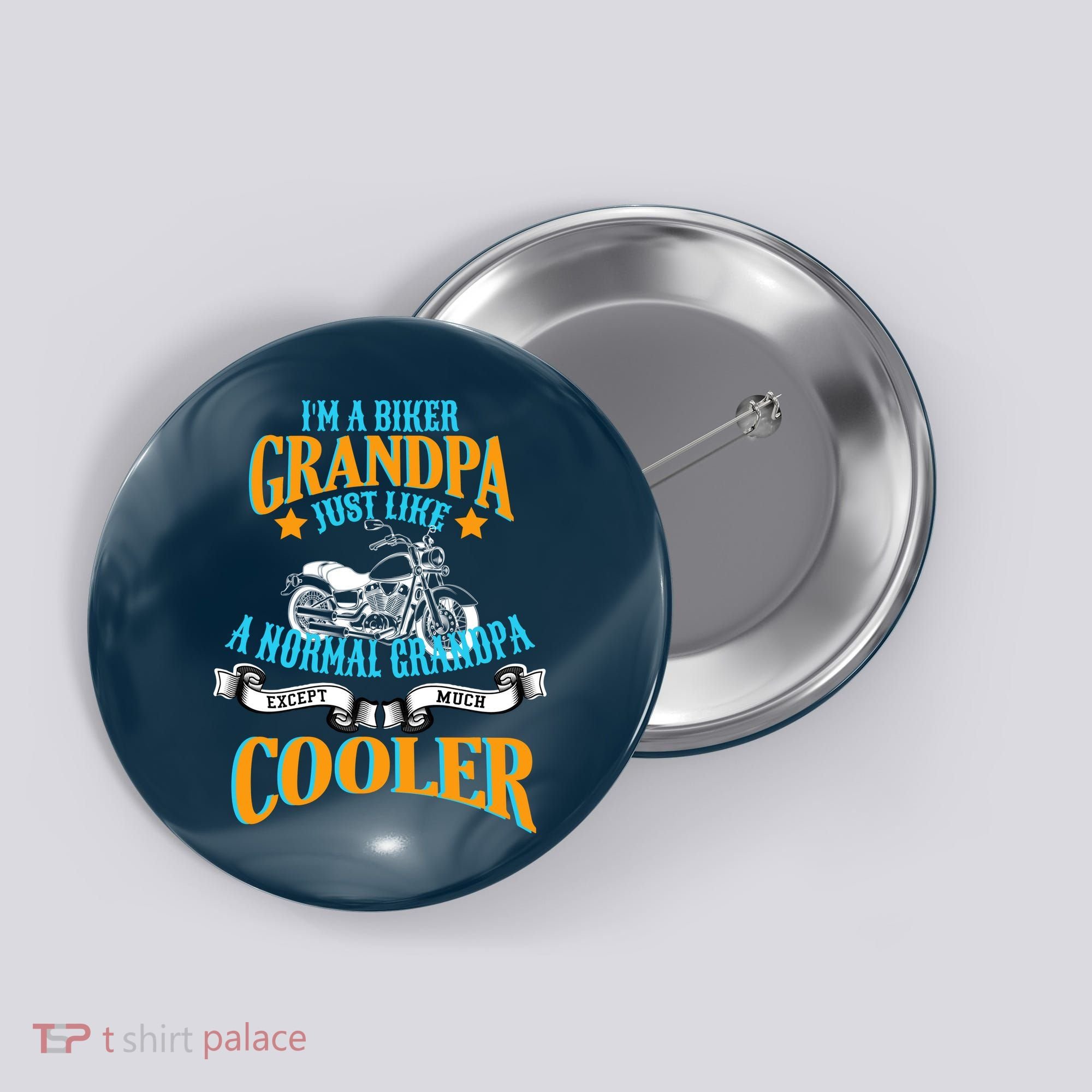 Cool Biker Grandpa Button