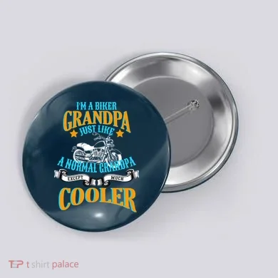 Cool Biker Grandpa Button