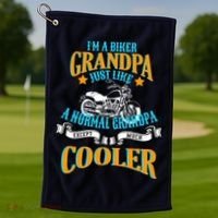 Cool Biker Grandpa Golf Towel thumb 1