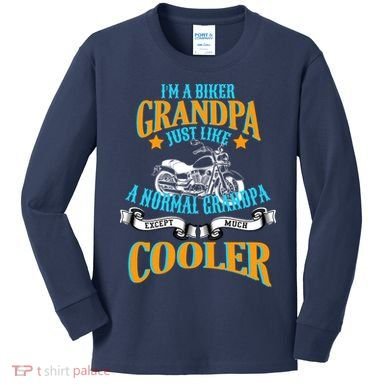 Cool Biker Grandpa Kids Long Sleeve Shirt