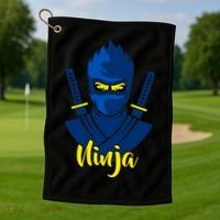 Cool Blue Ninja Golf Towel thumb 1