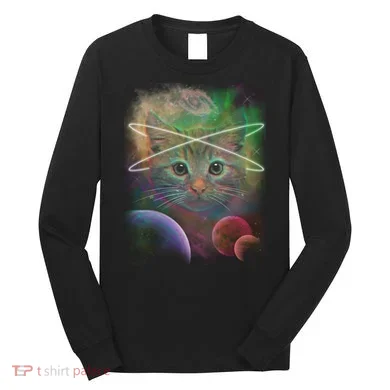 Cool Cat Nebula Space Universe Long Sleeve Shirt
